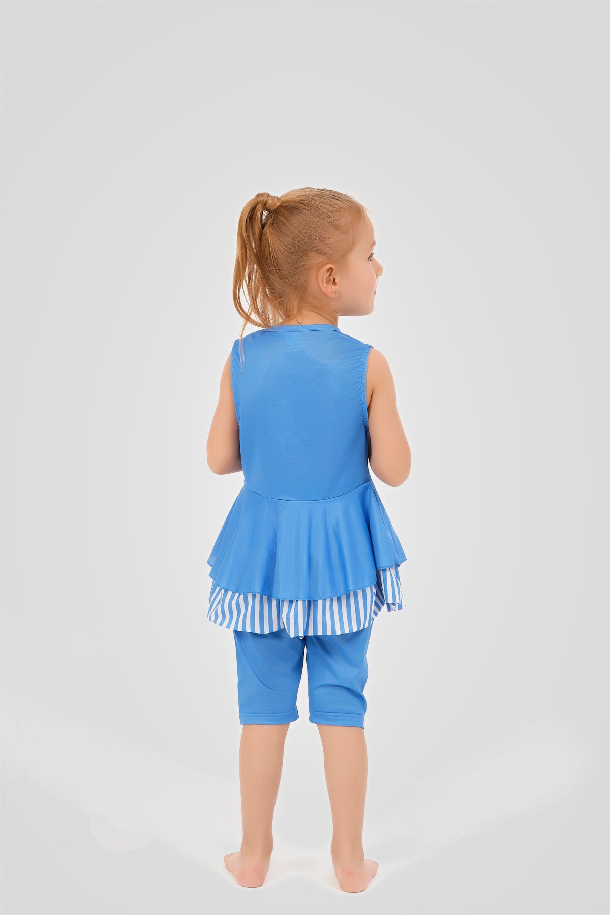 Blue Stripes Peplum Kids Set 🩵