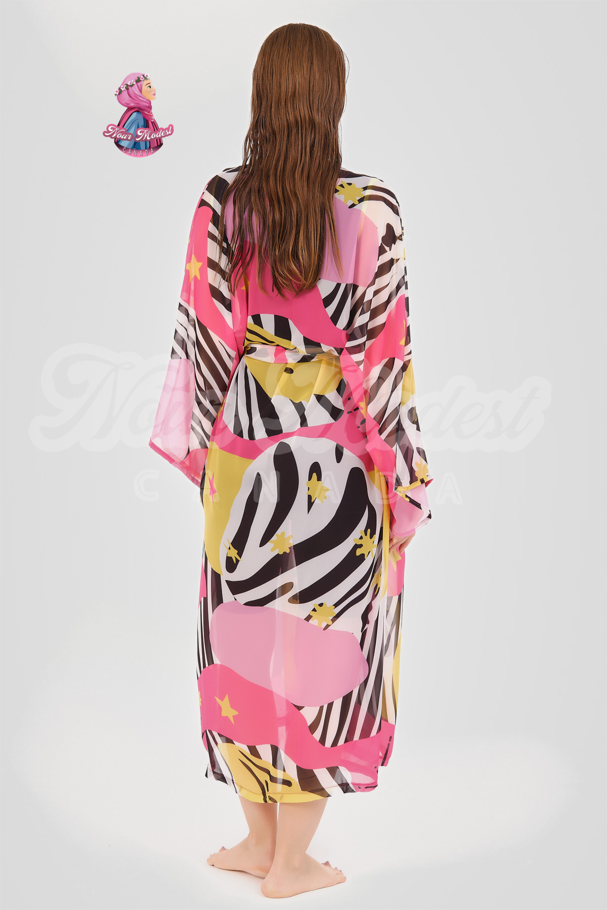 Pink Zebra Beach Cover Kimono