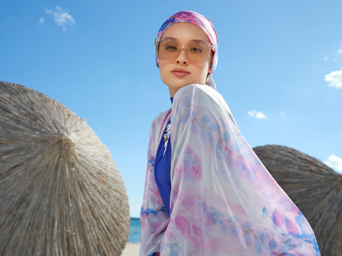 Azure Bloom Sheer Cover Up
