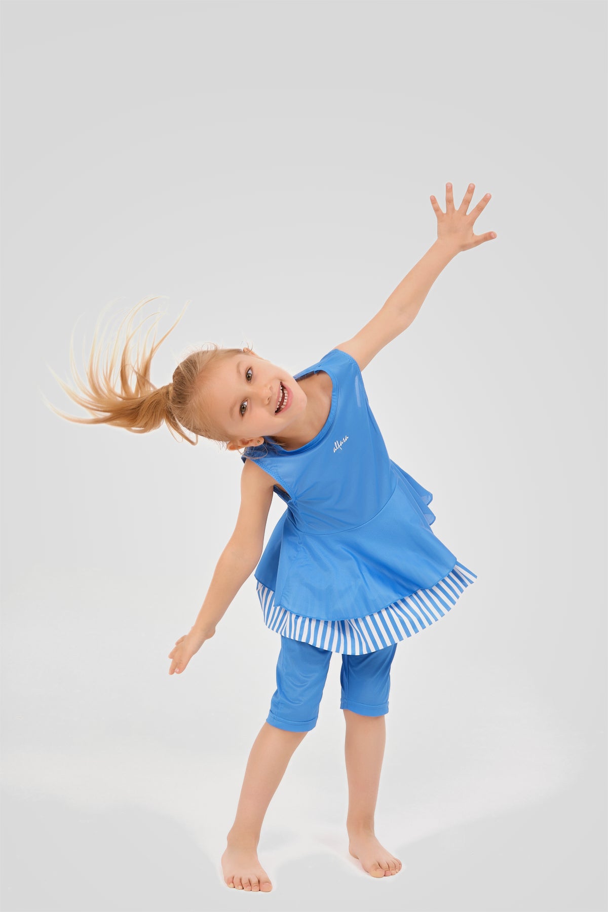 Blue Stripes Peplum Kids Set 🩵