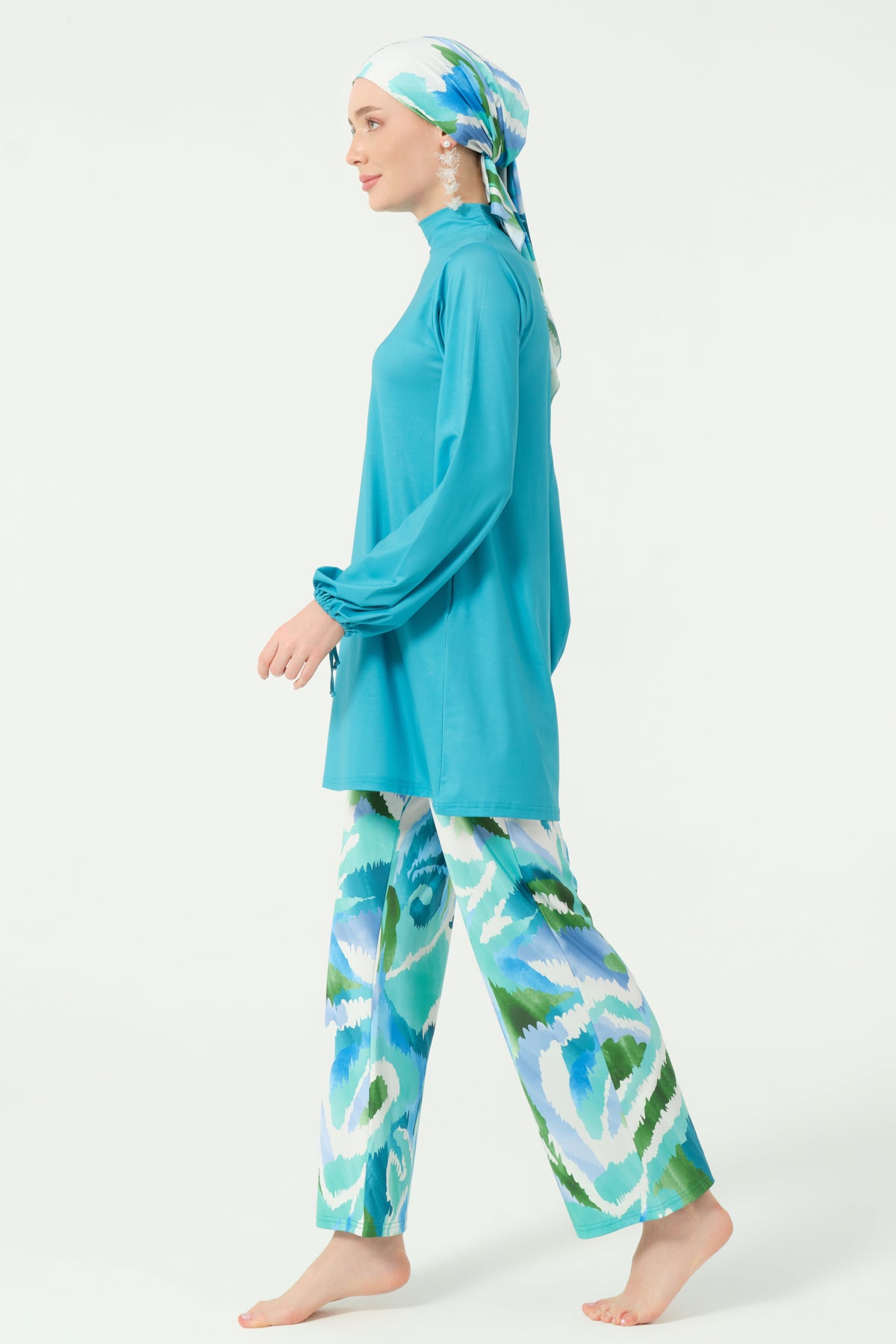 Azure Bloom Swim Set