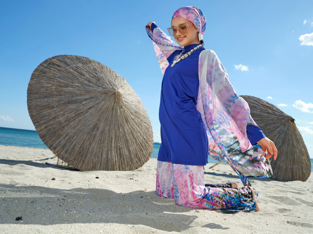 Azure Bloom Sheer Cover Up
