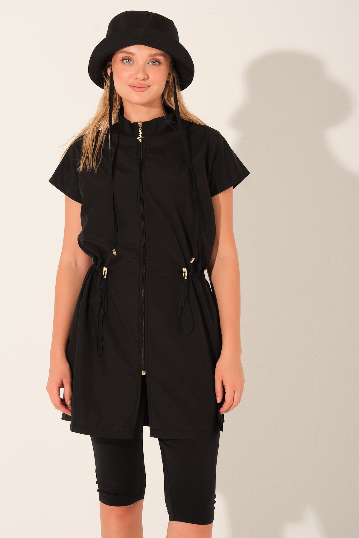 Black Signature Zip Swim Set