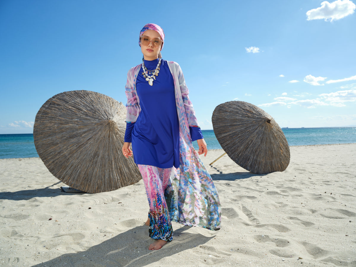Azure Bloom Sheer Cover Up