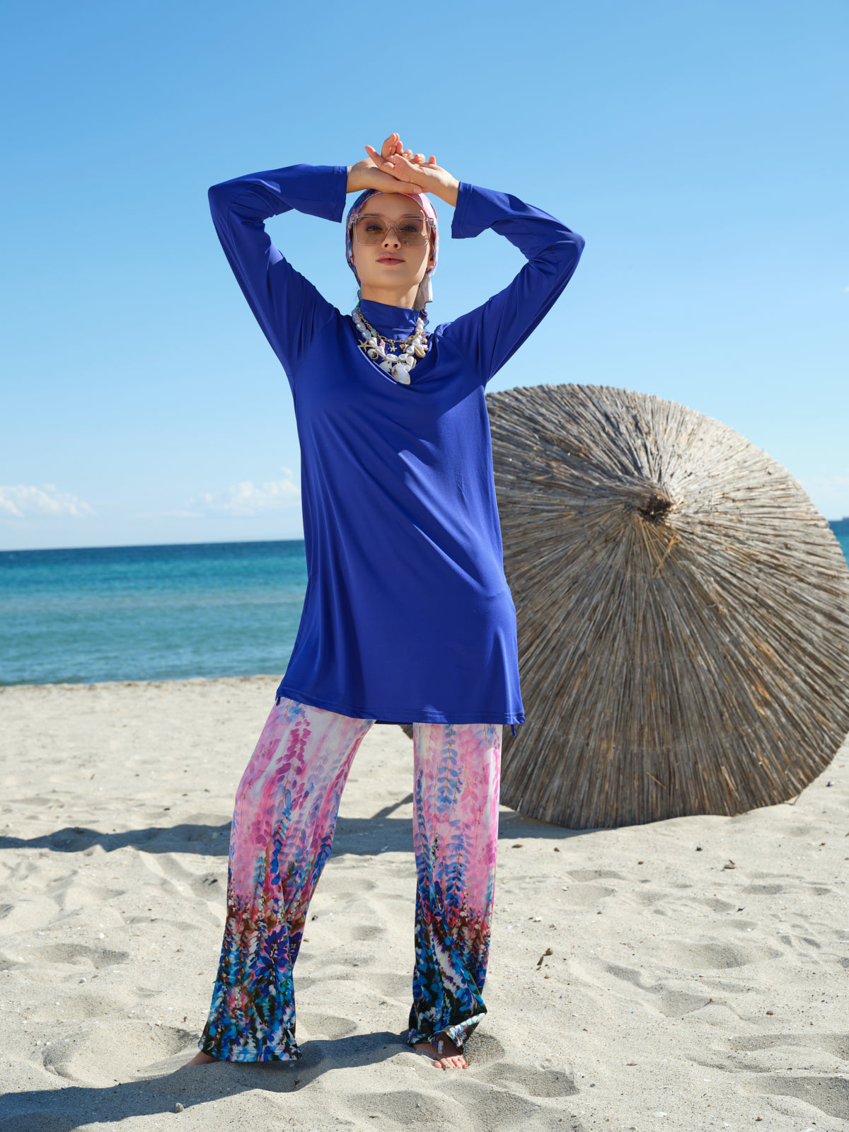 Azure Bloom Swim Set