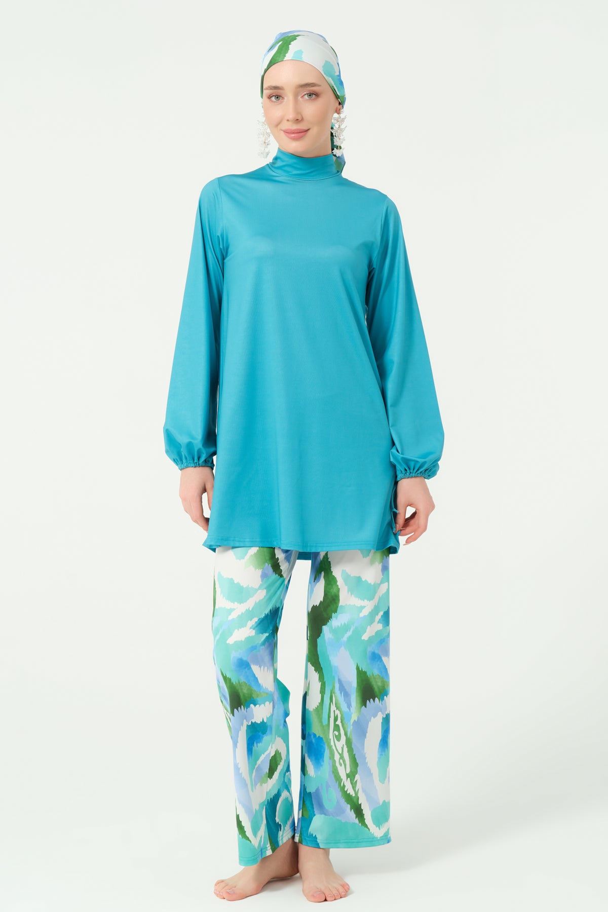 Azure Bloom Swim Set