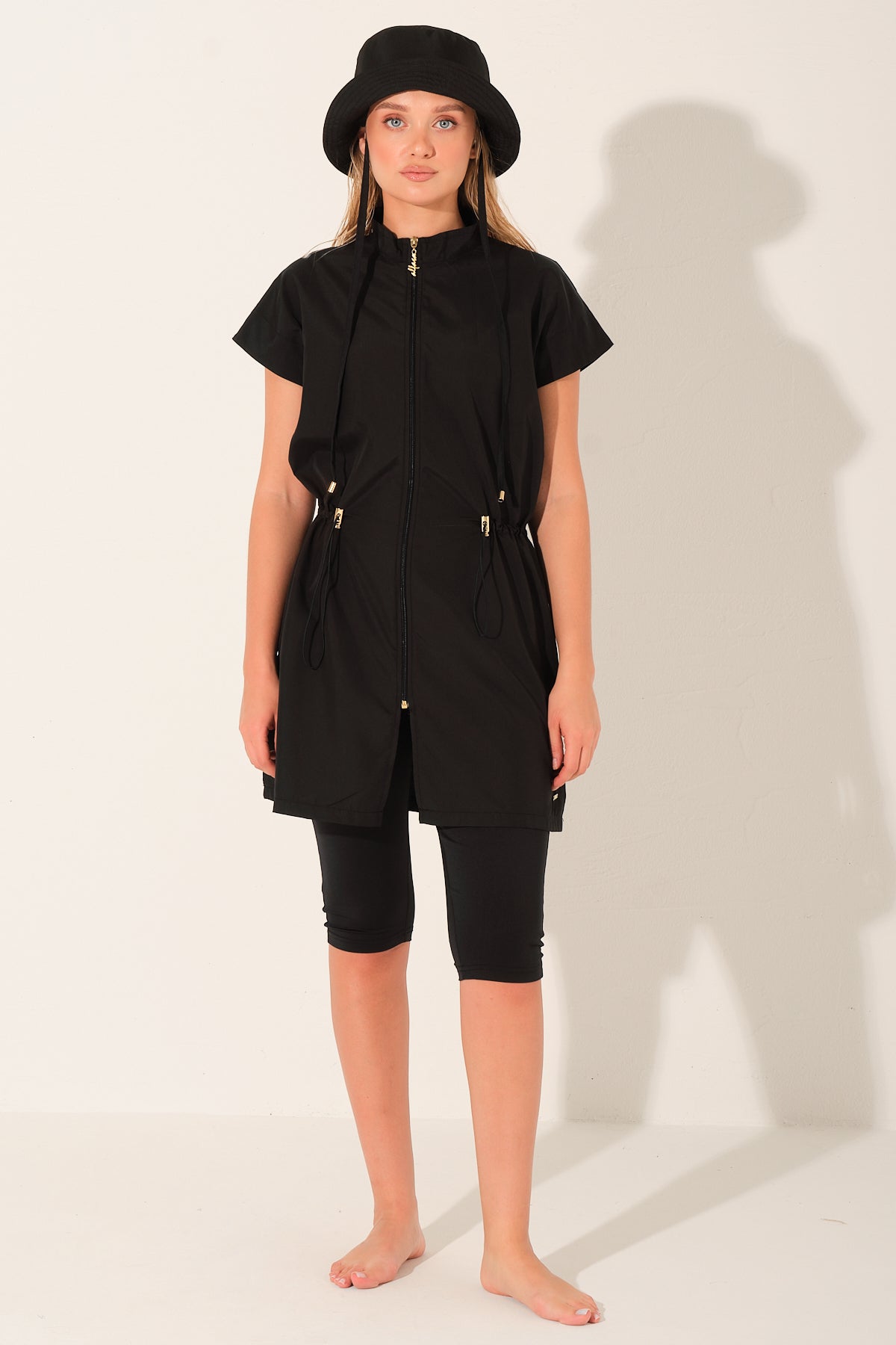 Black Signature Zip Swim Set