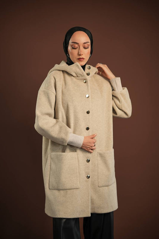 Golden Button Wool Coat 🖤🤎