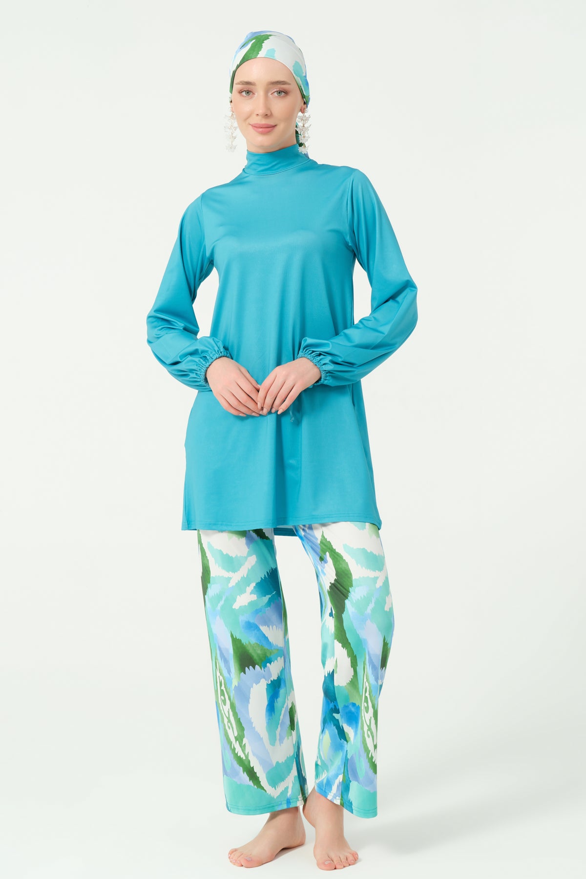 Azure Bloom Swim Set