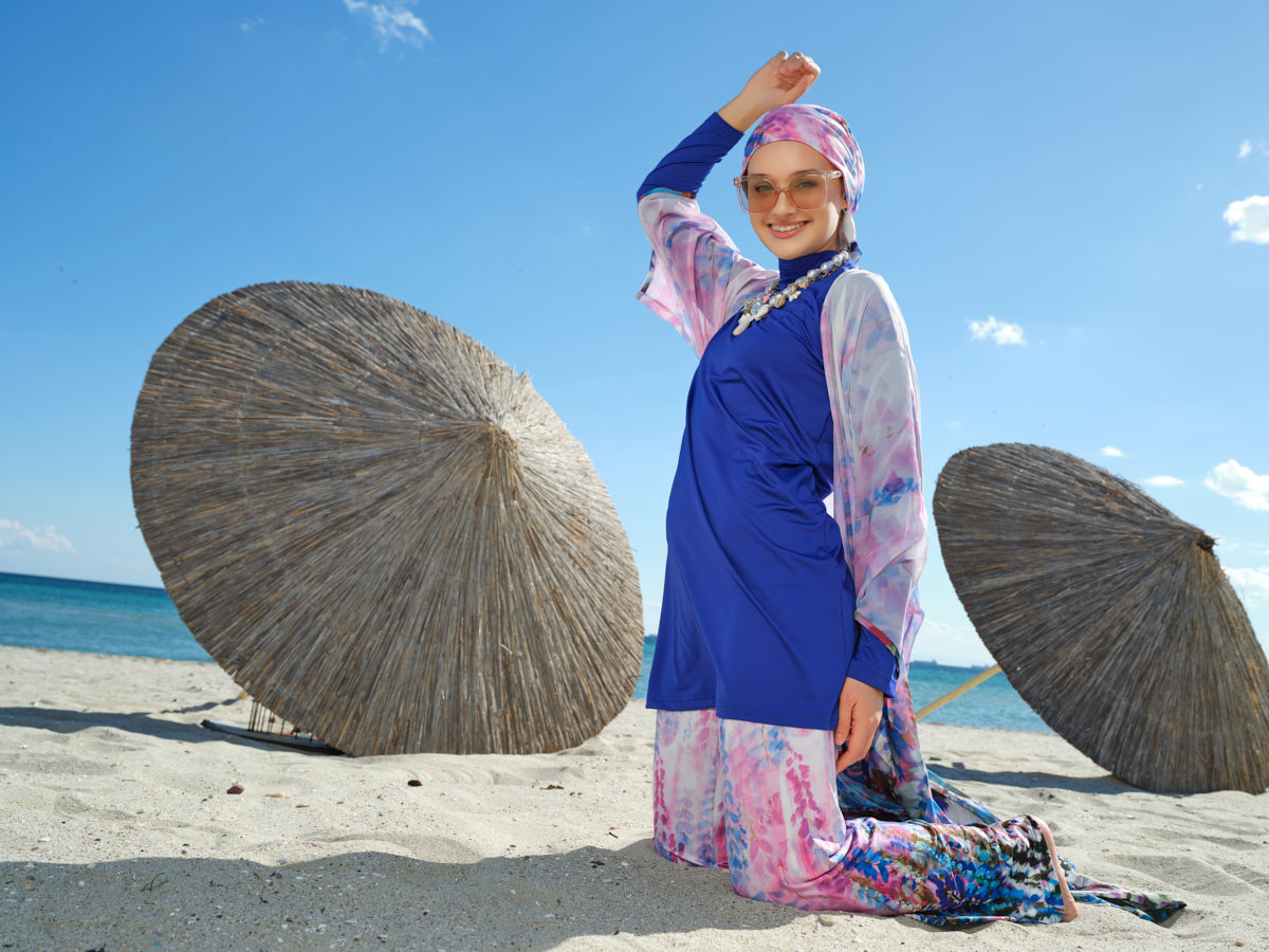 Azure Bloom Sheer Cover Up