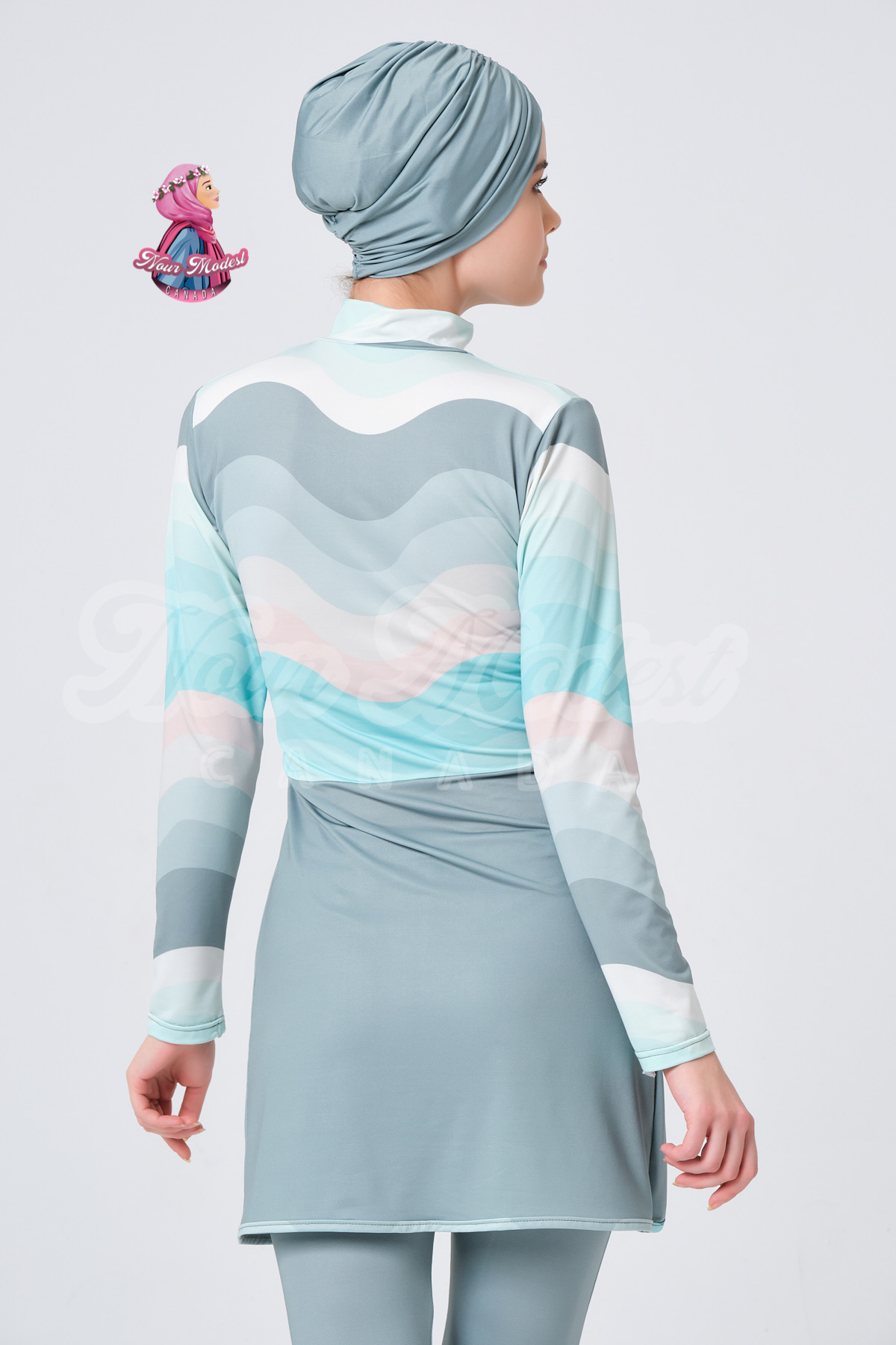 Grey Stripes Burkini - 4 Piece